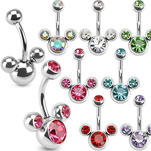 beyoutifulthings Bauch-nabelpiercing 3 Blasen Set 1,6mm 10mm Nabel-Piercing Edelstahl Chirurgenstahl Bananabell Zirkonia viele Farben
