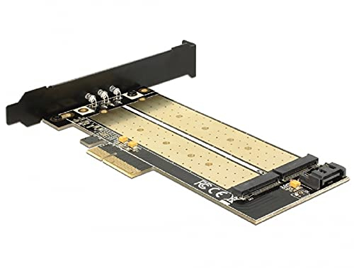 Delock PCI Express X4 Karte > 1 x intern m.2 Key B + 1 x intern NVMe m.2 Key m - Low Profile Formfaktor