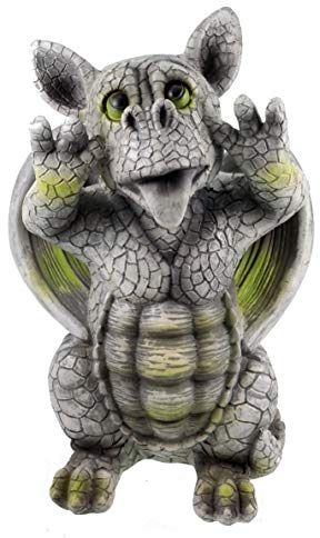 Kremers Schatzkiste Freches Drachenkind schneidet Grimasse 27 cm Drache Figur Gartenfigur Gargoyle Skulptur