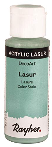 Rayher 35023390 Lasur, Flasche 59 ml, Holzlasur, Farbe für Holz, transparente, nicht deckende Acrylfarbe, veredelt unbehandeltes Holz und andere saugende Untergründe, lagune