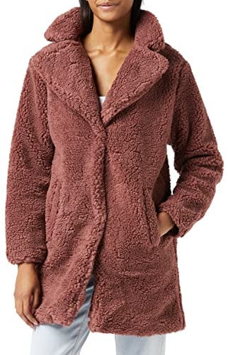Urban Classics Damen Ladies Oversized Sherpa Coat Mantel, Rosa (Darkrose 01472), X-Large (Herstellergröße: XL)