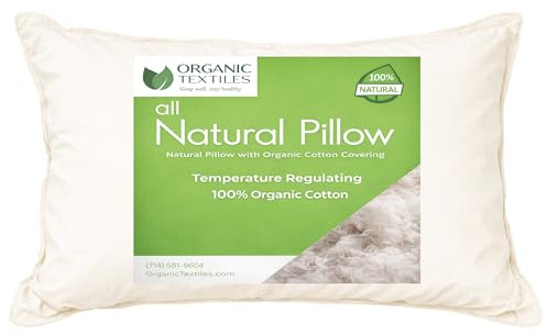 ORGANIC TEXTILES 100% Organic Cotton Pillow with Organic Cotton Cover - GOTS Certified, Adjustable Loft, Cooling and Breathable, Easy Care, Traveling and Long Flights - (Child) - Pack of 1