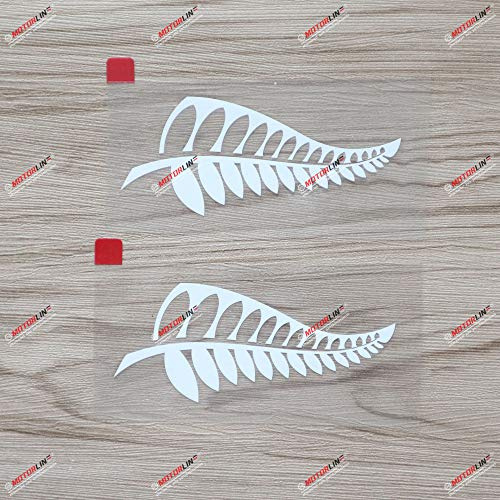 2er-Set Weiß, 10,2 cm Neuseeland-Farn (Silver Fern) Decal-Aufkleber, Auto-Vinyl, neuseeländisch/Kiwi, Style a