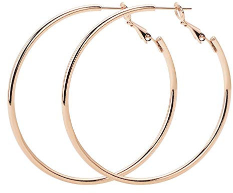 VU100 Orecchini Cerchio 60mm Argento sterling 18 carati Oro rosa lucido Orecchini a cerchio rotondo Gioielli per Donne Ragazze