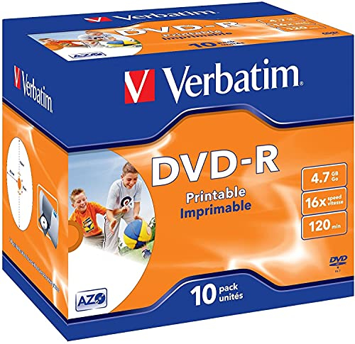 Verbatim® Jewel Case - DVD R full printable Jewel case, 4,7 GB, 16 x (10 pezzi), confezione da 10 pezzi