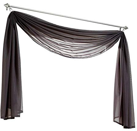 Nicole Knupfer 1er-Pack Querbehang Transparente Voile Schals Deko Einfarbige Gardinen Dekoschals Vorhang für Schlafzimmer Wohnzimmer Hochzeit (Grau,140 * 300cm)