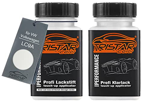 TRISTARcolor Autolack Lackstift Set für VW/Volkswagen LC9A Pure White Basislack Klarlack je 50ml
