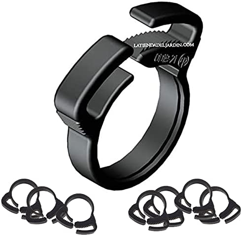 Suinga Pack 100 Abrazadera tubo riego por goteo 16mm, negro. Util para Tubería de 16mm, Sujección de la tubería para Riego por Goteo y Jardinería