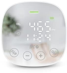 SPC CO2 AIR QUALITY MONITOR - Medidor de CO2, mide la calidad del aire, temperatura y humedad, gran batería y autonomía de hasta 10 horas, Blanco