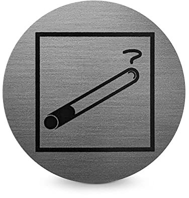 Türschild Piktogramm Raucherbereich - Runder Aufkleber aus PROTECT-Folie - Für Ihre Tür & Wand - Silber - Durchmesser Ø 7,0 cm - Selbstklebend - Betriebsausstattung24®