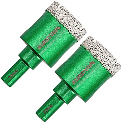 KURSTOL Forets Diamant Boîte - 2pcs 32MM Trepan Carrelage Diamant Tige Triangle Scie Cloche Diamant pour Perçage à sec en Porcelaine Carrelage Granit Marbre
