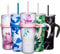THILY 1180 ml Insulated Tumbler with Handle - Stainless Steel Triple Insulated Coffee Travel Mug with Lid and Straws, Keep Drinks Cold for 34 Hours or Hot for 12 Hours, Reusable, BPA Free, Pink Lilies