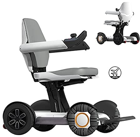 Elektrischer Rollstuhl für Erwachsene, leichte faltbare All-Terrain-Rollstühle, zwei 250-W-Motoren, zwei Batterien, motorisierter Elektrorollstuhl in limitierter Auflage (weiß + elektrisch faltba