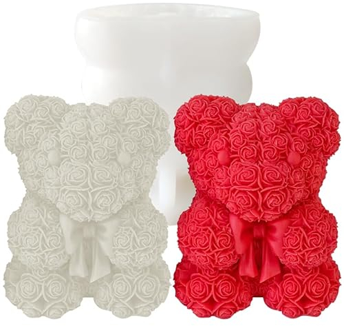3D Moldes de silicona,moldes para velas de silicona con forma de osito en,para regalos de niñas,regalos de cumpleaños,regalos del día de la madre y escaparates