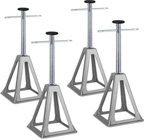 NAIZY Cavalletto Parcheggio Cavalletti Veicoli Supporti Regolabili Altezza 28-43 cm Accessori Roulotte Fino A 1000 kg Portata per Auto, Caravan, Camper, Rimorchi, 4 Pezzi