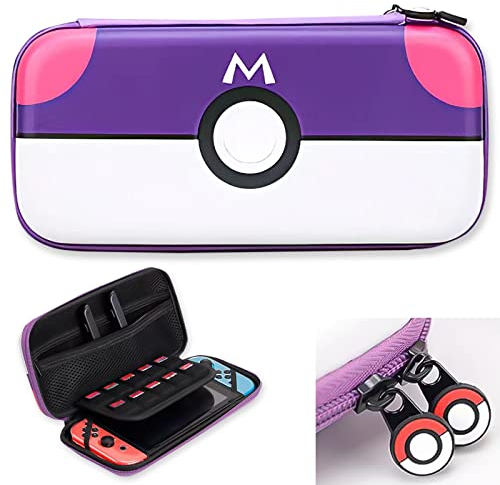 Tasche kompatibel mit Nintendo Switch and Switch OLED Niedliche Harte Tragetasche Hülle Case Schutzhülle mit Aufbewahrung für 10 Spiele, Konsole & Zubehör für Mario-Fans -Violett