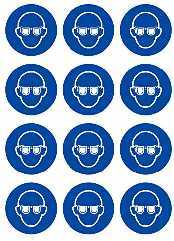 Daged 12 x Augenschutz Aufkleber Ø5 cm Gebotszeichen Hinweiszeichen Sicherheitszeichen Sticker T-23