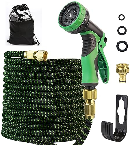 Expandable Garden Hose Pipe Spray - Flexible Lightweight Magic Hose with 3/4, 1/2 Fittings Garden Hose Pipe 10 Modes Function Water Spray Gun Watering Long Hose for Gardening Plants (50ft/15m)