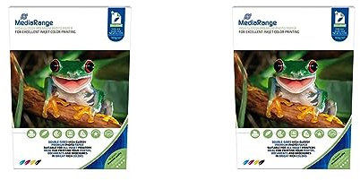 MediaRange DIN A4 Fotopapier für Tintenstrahldrucker, beidseitig hochglänzend, 160g, 50 Blatt (Packung mit 2)