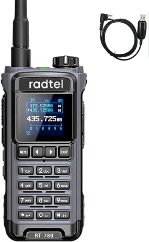 RADTEL RT-780 144-148/420-450Mhz Talkies-Walkies-Air Band Radio 16-620Mhz Receptor de exploración de largo alcance Portátil Transmisor de Radio Amateur bidireccional USB-C (Gris)