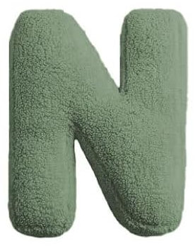 Mealini BUCHSTABENKISSEN - Buchstabe N, grün, ca 23 x 29 cm, Buntes Kissen Alphabet für Namen