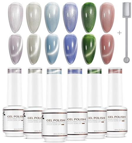 Nicedeco Cat Eye UV Gel Set - 6 Farben Mit Magnet, 8ml Katzenauge Nagellack Soak Off, Magnetic Set 6-31