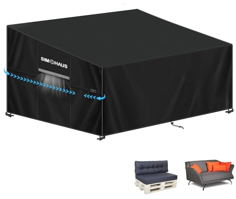 SIMPHAUS Housse Canapé Palette Housse de Protection pour Canapé de Jardin 2 Places Housse de Canapé Imperméable D'extérieur Bache de Protection Banc Exterieur 420D Tissu Oxford Résiste UV 135x99x89/61
