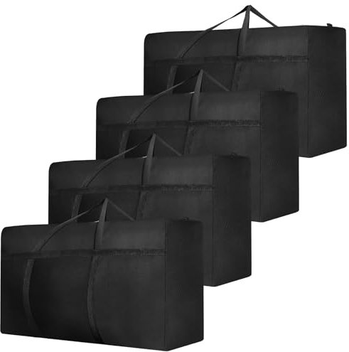 SUNNOW 4 Pcs 120L Large Laundry Bags, Clothes Packing Bags with Zips for Laundry Moving House Shopping and Storage