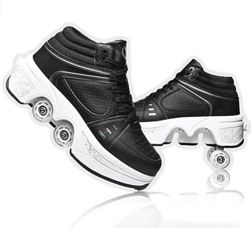 Roller Schuhe, Schuhe mit Rollen rollerskates mädchen Männer, Skateboard Schuhe Bequem Und Atmungsaktiv Quad Skates Verstellbare Rollschuhe Verstecktes Rad Sneaker mit Rollen