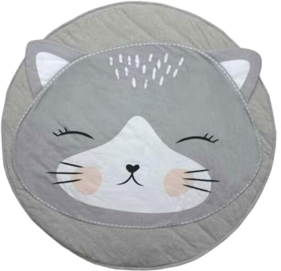tuwiwol Krabbeldecke mit Cartoon Muster, aus Polyester, einfach zu handhaben und waschbar, Bodenmatte für Spielmatte, Katze