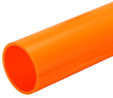 sourcing map 2 Inch PVC Rigid Tube Round Pipe 45.2mm ID 50mm OD 500mm Orange High Impact for Water Pipe, Crafts, Decoration, Cable Sleeve