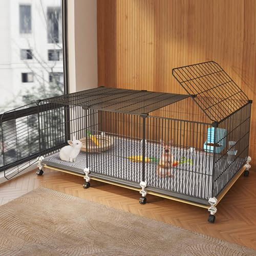 RTTZBOZ Hasenkäfig XXL, Multifunktionaler Kaninchenkäfig für den Innenbereich, Kleintierkäfig, Hasenkäfig aus Metalldraht, für Kaninchen, Meerschweinchen