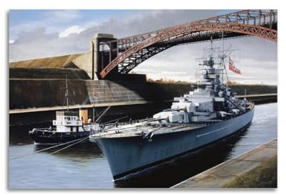 WWII Vintage Battleship Poster 1942 Kiel Channel, Tirpitz Poster, dekorative Malerei, Leinwand, Wandposter und Kunstdruck, moderne Familienschlafzimmer-Dekoration, Poster, 30 x 45 cm
