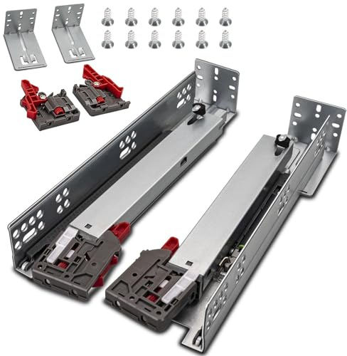 HLC 6 Paar Unterbau-Schubladenschienen 530 mm (21 Zoll) Sanft Schließende Schubladenschienen mit Befestigungsschrauben 3D-Verriegelung und Halterungen.