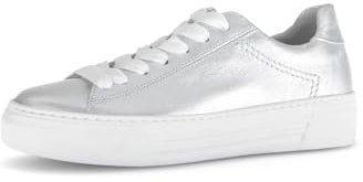 Gabor Damen Low-Top Sneaker, Frauen Halbschuhe,Moderate Mehrweite (G),schnürschuhe,schnürer,Business,Freizeit,Silber,42 EU / 8 UK