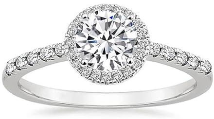 Whoiy Damenring Weissgold 585 Halo, 14 Karat Echtgold Verlobungsringe Moissanit Ringe für Frauen Größe 51 (16.2)