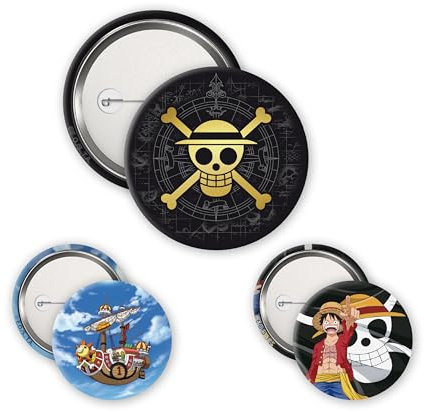 ABYstyle One Piece - Pack de insignias Skull & Luffy, Dimensions : 1 x 5cm de diamètre, 2 x 3,2 cm, Metal
