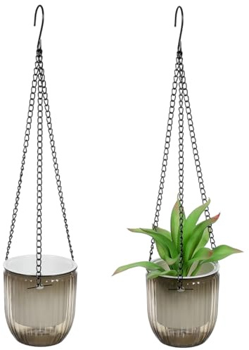 Happyyami 2Er Set Transparente Hängende Blumentöpfe Mit Automatischer Bewässerung Platzsparende Blumenampeln Für Innen Und Außen Minimalistisches Design