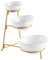 Vencier 3-Tier Serving Bowl Set – Elegant Food Display Stand for Snacks, Desserts, and Party Presentation (White/Gold)