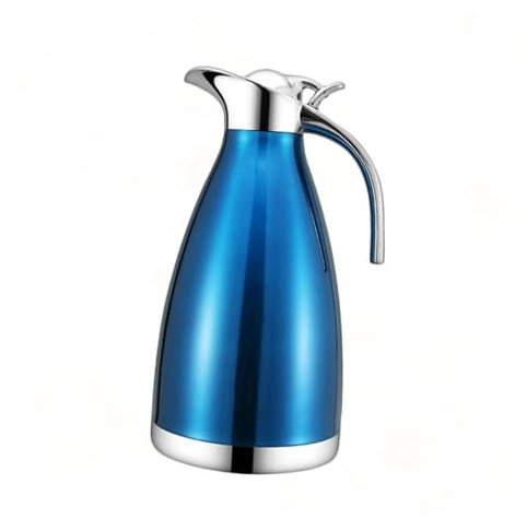 KhUkhu Doppelwandige, Vakuumisolierte Thermo-Tee-Metallwasserflaschen, Tragbare Kaffeemaschine, Kaffeekanne, Teekanne, Kaffeemaschinen, Wasserkaraffe Mit Deckel, Tragbarer Teekessel,Blau
