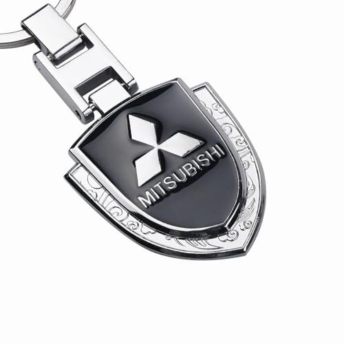 Auto Schlüsselanhänger für Mitsubishi Space Star 2019-2023 2024, Schlüsselanhänger mit dem Logo für Auto Individuell als Geschenk Für Autofans,Silver