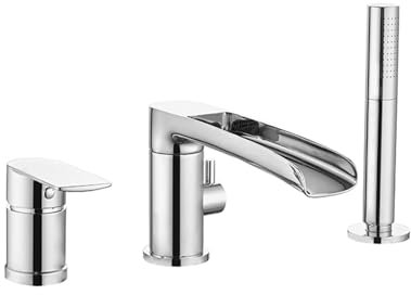 BiaoTeng Grifo Bañera y Ducha Cascada Laton Fría y Caliente Monomando Grifo Bañera 3 Agujeros Cromo