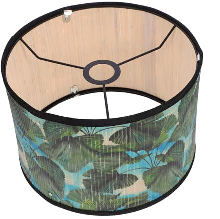 OUNONA Vintage Bambus Lampenschirm Trommelform Mit Blattmuster Robust Dekorativ Kompakter Lichtschatten Für Stehlampe Tischlampe Wohnzimmer Schlafzimmerdeko Haushalt Lampenabdeckung