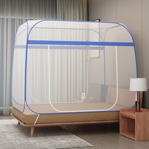 Moskitonetz Bett Pop Up,150cmX200cm Zusammenklappbares Moskitonetz,Mobiler Insektenschutz Moskitozelt,Bett Insektenschutz,Faltbares Anti Mosquito Bites Mückennetz für Outdoor,Schlafzimmer