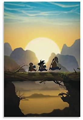 WQBYDS Poster und Drucke 60 * 80cm Senza Cornice Crilin Son Goku Roshi Anime Tela Wall Art Soggiorno Poster Camera da letto Decor Pittura