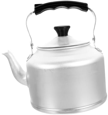 BAZEITFLOW Aluminium Teekessel Vintage Stil Großer Wasserkessel mit Großem Ausguss für Herd Gasherd Holzofen Familienkapazität Sicher und Zeitsparend Geeignet für Tee und Wasserkochen