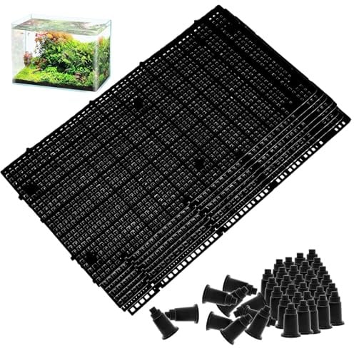BAIFULAI 8 Stück Aquarium-Gitterplatte: PP-Material Aquarien-Trennwand & Gitterplatte mit 48 Halterungen, Kunststoffgitter-Aquarium, Aquarium-Anti-Sprung-Set für Filterung und Isolation, 30×15cm