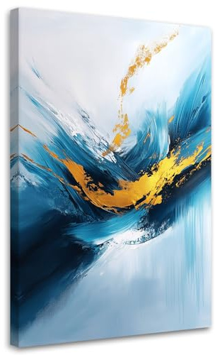 Feeby Wandbilder - Bilder Schlafzimmer - Marmor Blau Glamour - 70x100 1tlg - Wohnzimmer Bild Groß - Wohnungs - Foto Geschenk - Leinwand Wall Art - Wand Deko