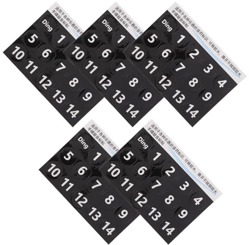 Handpan Trommel Notenaufkleber 5 Blatt für Anfänger und Übung | Pvc, Schwarz mit Klarer Nummerierung, für Handpan und Zungentrommel, Selbstgemacht, 5 Blatt
