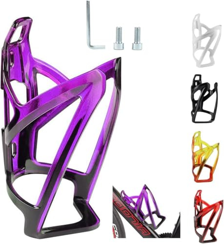 Garegce Bike Water Bottle Cage, Cycling Bottle Cage Durable Non-Slip Bike Drinks Holder, Universal Fit for Mountain MTB Road Cycling Bikes Accessories - Black Purple